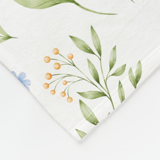 Girls Cute Monogram Name Floral Fleece Blanket (Hoek)