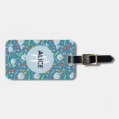 Girls Cute Narwhal Pattern Monogram Name Kinder Bagagelabel (Voorkant horizontaal)