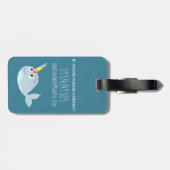 Girls Cute Narwhal Pattern Monogram Name Kinder Bagagelabel (Achterkant horizontaal)