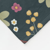 Girls Cute Navy Blue Modern Botanical Flowers Kind Fleece Deken (Hoek)