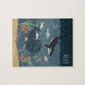 Girls Cute Night Ocean & Whimsical Orca Kinder Legpuzzel (Horizontaal)