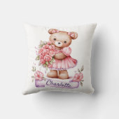 Girls Cute Nursery Throw Pillow With A Teddy Bear Kussen (Achterkant)
