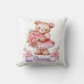 Girls Cute Nursery Throw Pillow With A Teddy Bear Kussen (Voorkant)