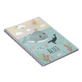 Girls Cute Ocean Orca en Whale Kinder School Notitieboek (Rechterzijde)