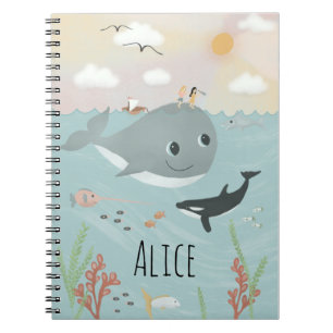 Girls Cute Ocean Orca en Whale Kinder School Notitieboek
