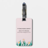 Girls Cute Otter Cartoon Flowers en Name Kinder Bagagelabel (Achterkant verticaal)