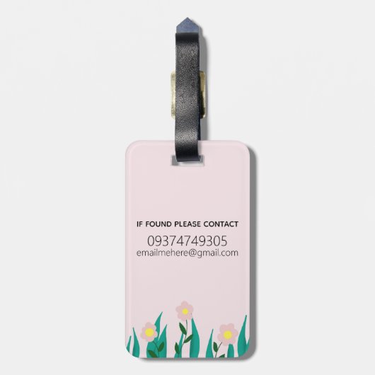 Girls Cute Otter Cartoon Flowers en Name Kinder Bagagelabel (Achterkant verticaal)