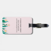 Girls Cute Otter Cartoon Flowers en Name Kinder Bagagelabel (Achterkant horizontaal)