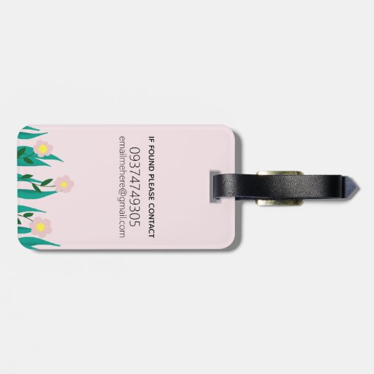 Girls Cute Otter Cartoon Flowers en Name Kinder Bagagelabel (Achterkant horizontaal)