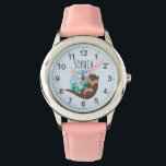 Girls Cute Otter Cartoon Flowers en Name Kinder Horloge<br><div class="desc">Dit prachtige en meisjesachtige kinder horloge heeft een prachtige,  otterbloem met cartoon en rivierwiet,  en gemakkelijk te lezen nummers. Dit mooie ontwerp heeft ook een plek voor u om de naam van uw meisje toe te voegen. De perfecte otter thema,  bloemenontwerp voor uw kleintje!</div>
