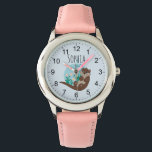 Girls Cute Otter Cartoon Flowers en Name Kinder Horloge<br><div class="desc">Dit prachtige en meisjesachtige kinder horloge heeft een prachtige,  otterbloem met cartoon en rivierwiet,  en gemakkelijk te lezen nummers. Dit mooie ontwerp heeft ook een plek voor u om de naam van uw meisje toe te voegen. De perfecte otter thema,  bloemenontwerp voor uw kleintje!</div>