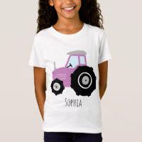 Girls Cute Paarse Boerderij Tractor Cartoon met na