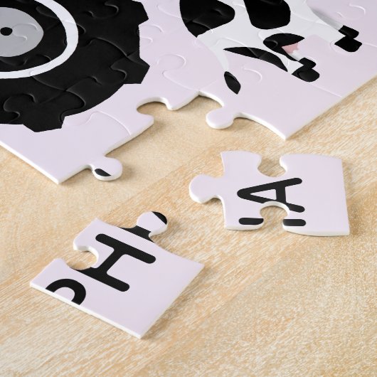 Girls Cute Paarse Boerderij Tractor en Name Kinder Legpuzzel (Zijkant)