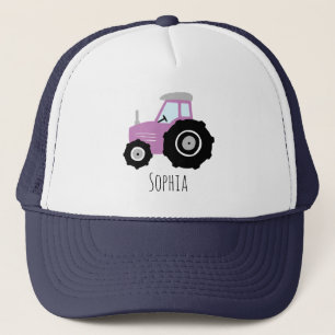Girls Cute Paarse Boerderij Tractor en Name Kinder Trucker Pet