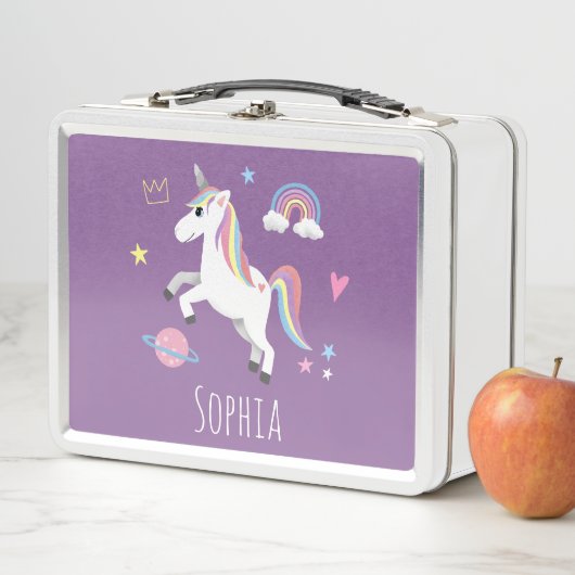 Girls Cute Paarse Magical Unicorn & Name Kinder (In situ)