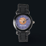 Girls Cute Paarse Sports Basketball Kinder Horloge<br><div class="desc">Deze schattige en moderne kinder horloge heeft een basketbal met een paarse achtergrond. Het sporthorloge kan gepersonaliseerd worden met je meisjesnaam,  en duidelijke getallen,  het perfecte leuke cadeau voor elke sportliefhebber.</div>