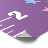 Girls Cute Paarse Unicorn Kinder Groeigrafiek Poster (Hoek)