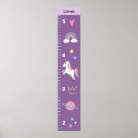Girls Cute Paarse Unicorn Kinder Groeigrafiek
