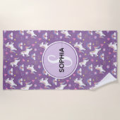 Girls Cute Paarse Unicorn Pattern Kinder Strandlaken (Voorkant)