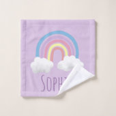 Girls Cute Paarse Unicorn Pattern & Name Kinder Bad Handdoek (Wasdoekje)