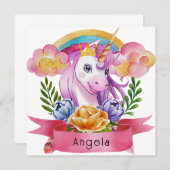 Girls Cute Paarse Unicorn Rainbow (Voorkant / Achterkant)