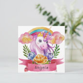 Girls Cute Paarse Unicorn Rainbow (Staand voorkant)