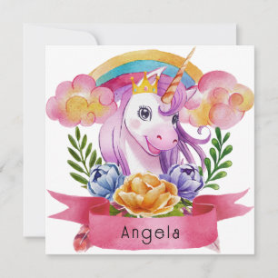Girls Cute Paarse Unicorn Rainbow