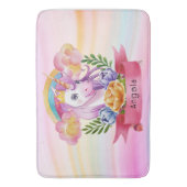 Girls Cute Paarse Unicorn Rainbow Badmat (Voorkant Verticaal)