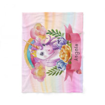 Girls Cute Paarse Unicorn Rainbow