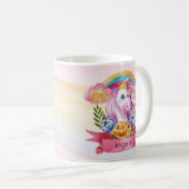 Girls Cute Paarse Unicorn Rainbow Koffiemok (Voorkant rechts)