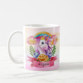 Girls Cute Paarse Unicorn Rainbow Koffiemok