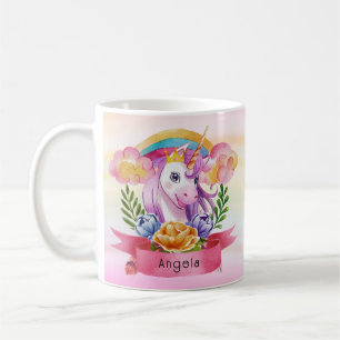 Girls Cute Paarse Unicorn Rainbow Koffiemok