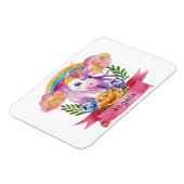 Girls Cute Paarse Unicorn Rainbow Magneet (Linkerzijde)