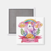 Girls Cute Paarse Unicorn Rainbow Magneet (Voorkant / Achterkant)