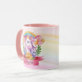 Girls Cute Paarse Unicorn Rainbow Mok (Voorkant links)