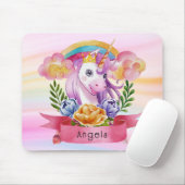 Girls Cute Paarse Unicorn Rainbow Muismat (Met muis)