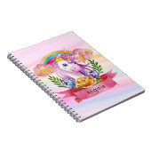 Girls Cute Paarse Unicorn Rainbow Notitieboek (Rechterzijde)