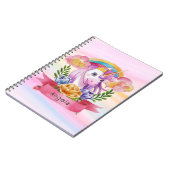 Girls Cute Paarse Unicorn Rainbow Notitieboek (Linkerzijde)