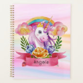 Girls Cute Paarse Unicorn Rainbow Planner (Voorkant)