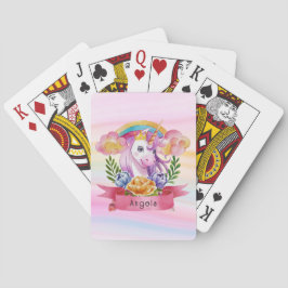 Girls Cute Paarse Unicorn Rainbow Pokerkaarten