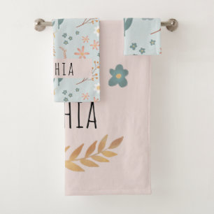 Girls Cute Pastel Floral Botanical Pattern Kinder Bad Handdoek