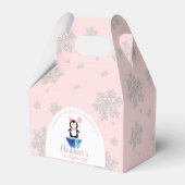 Girls Cute Penguin Winter Pink Birthday Dank je Bedankdoosjes (Achterkant)