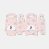 Girls Cute Penguin Winter Pink Birthday Dank je Bedankdoosjes (Uitgevouwen)