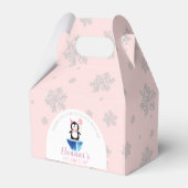 Girls Cute Penguin Winter Pink Birthday Dank je Bedankdoosjes (Voorkant Zijde)