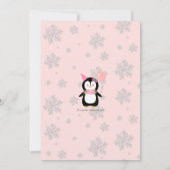 Girls Cute Penguin Winter Pink Birthday Kaart (Achterkant)