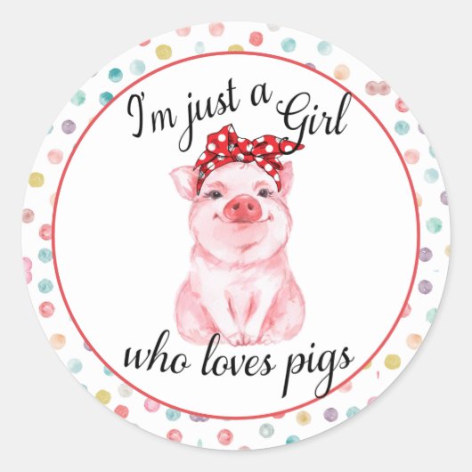 Girls Cute Pig Lover Sticker (Voorkant)