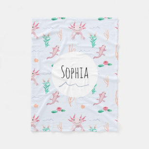 Girls Cute Pink Axolotl River Pattern Kinder Fleece Deken