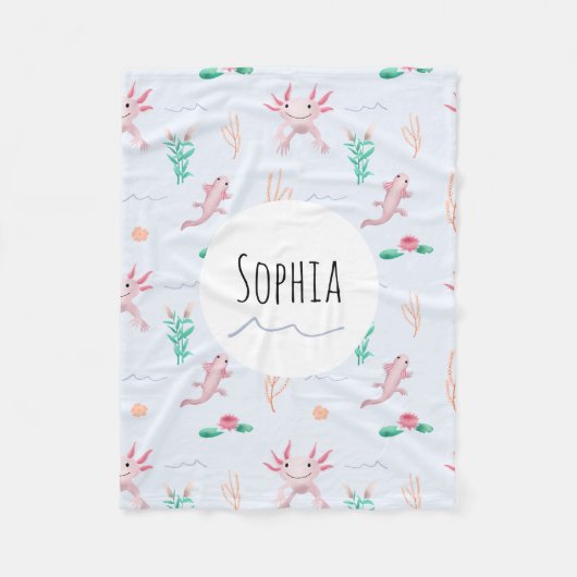 Girls Cute Pink Axolotl River Pattern Kinder Fleece Deken (Voorkant)