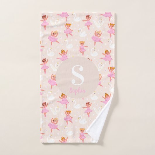 Girls Cute Pink Ballet Dancer Swan Kinder Bad Handdoek (Handdoek)