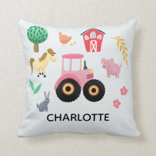 Girls Cute Pink Boerderij Animal Tractor Kinder Nu Kussen